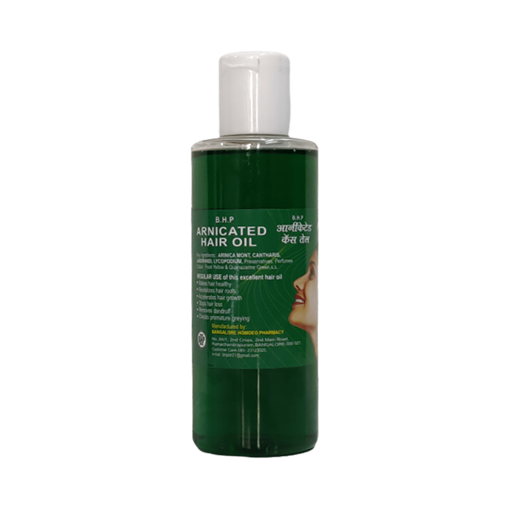 Showing image for BHP Arnicated Hair Oil BHP Arnicated Hair Oil Homeopathic medicine for Hair, Homeopathic medicine for Dandruff, Homeopathic medicine for Hair Fall image