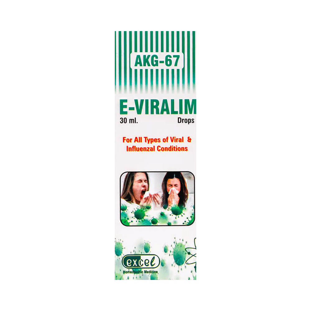 Showing image for Excel AKG 67 E-Viralim Drop Excel AKG 67 E-Viralim Drop Medicines, Homeopathy Medicine for Bone, Joint & Muscles, Homeopathic medicine for Bodyache, Homeopathic medicine for Fitness & Supplements, Homeopathic medicine for Immunity Boosters, Homeopathic medicine for Nervous System, H