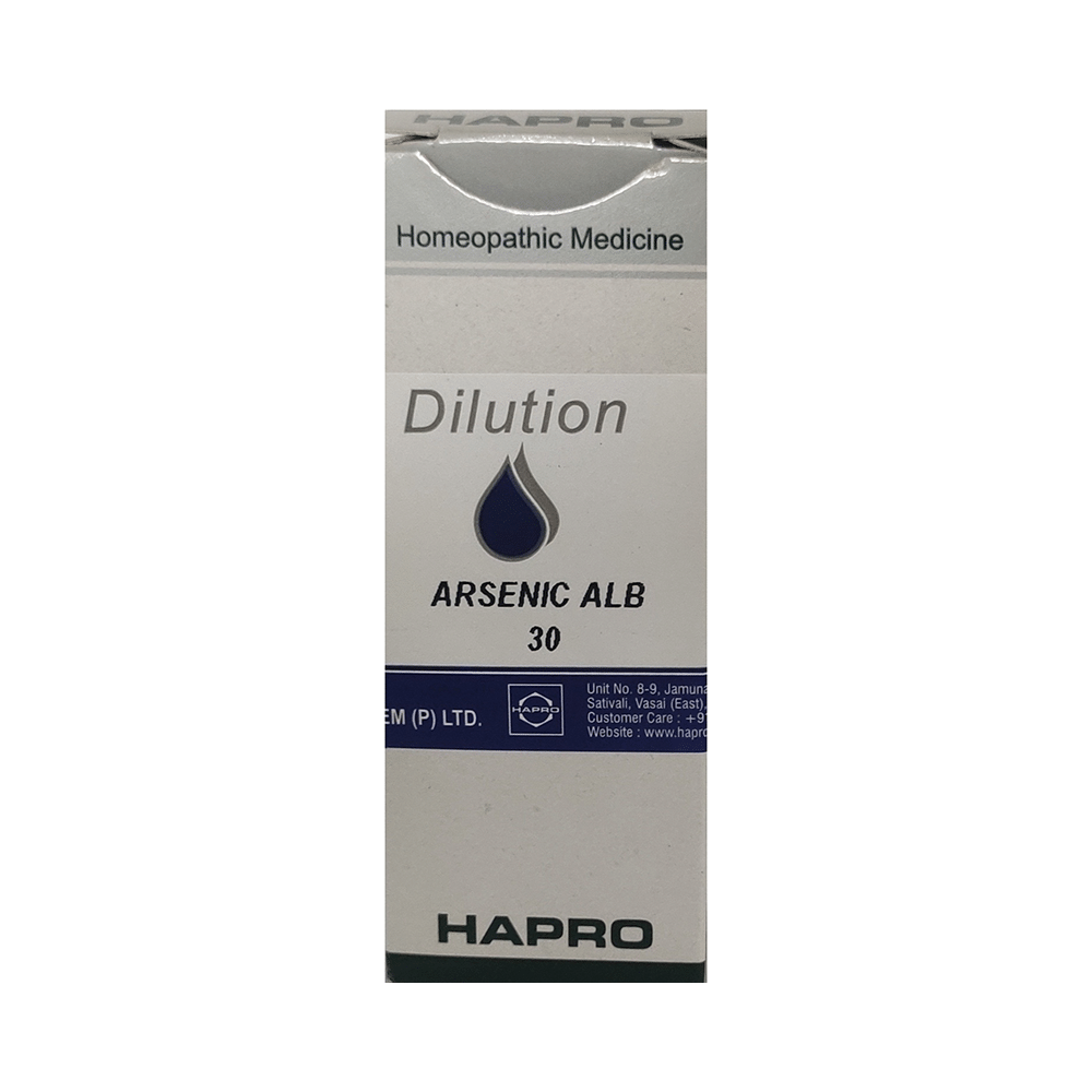 Hapro Arsenic Alb Dilution 30 CH Dilutions Homeopathy, 30 CH, Homeopathic medicine for Digestive System, Homeopathic medicine for Gastritis, Acidity & Indigestion, Homeopathic medicine for Respiratory System, Homeopathic medicine for Cough image
