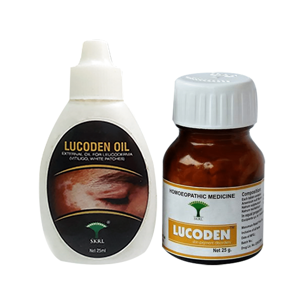 Showing image for SKRL Combo Pack of Lucoden Oil 25ml & Lucoden 25gm Tablet SKRL Combo Pack of Lucoden Oil 25ml & Lucoden 25gm Tablet image