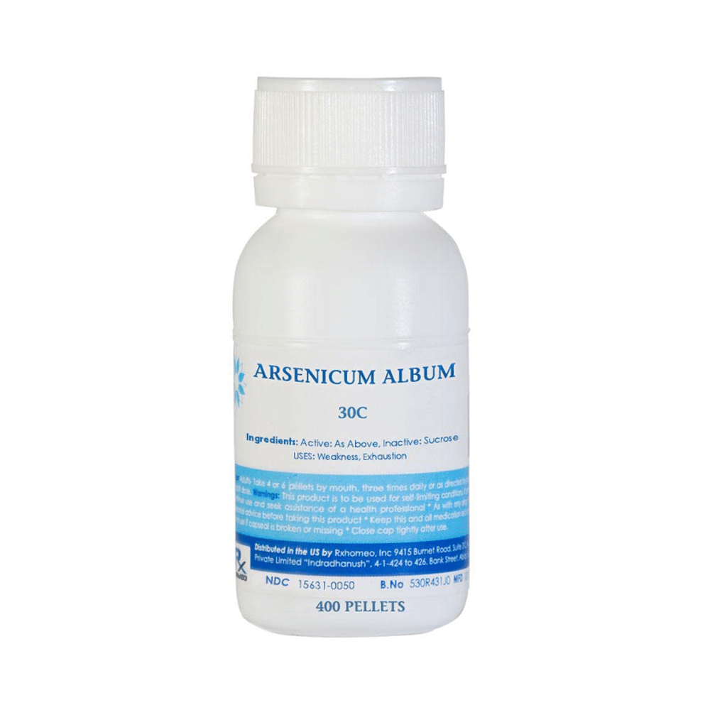 Rxhomeo Arsenicum Album Pellets 30C Homeopathic medicine for Digestive System, Homeopathic medicine for Diarrhoea & Dysentry, Homeopathic medicine for Food Poisoning, Homeopathic medicine for Gastritis, Acidity & Indigestion, Homeopathic medicine for Face