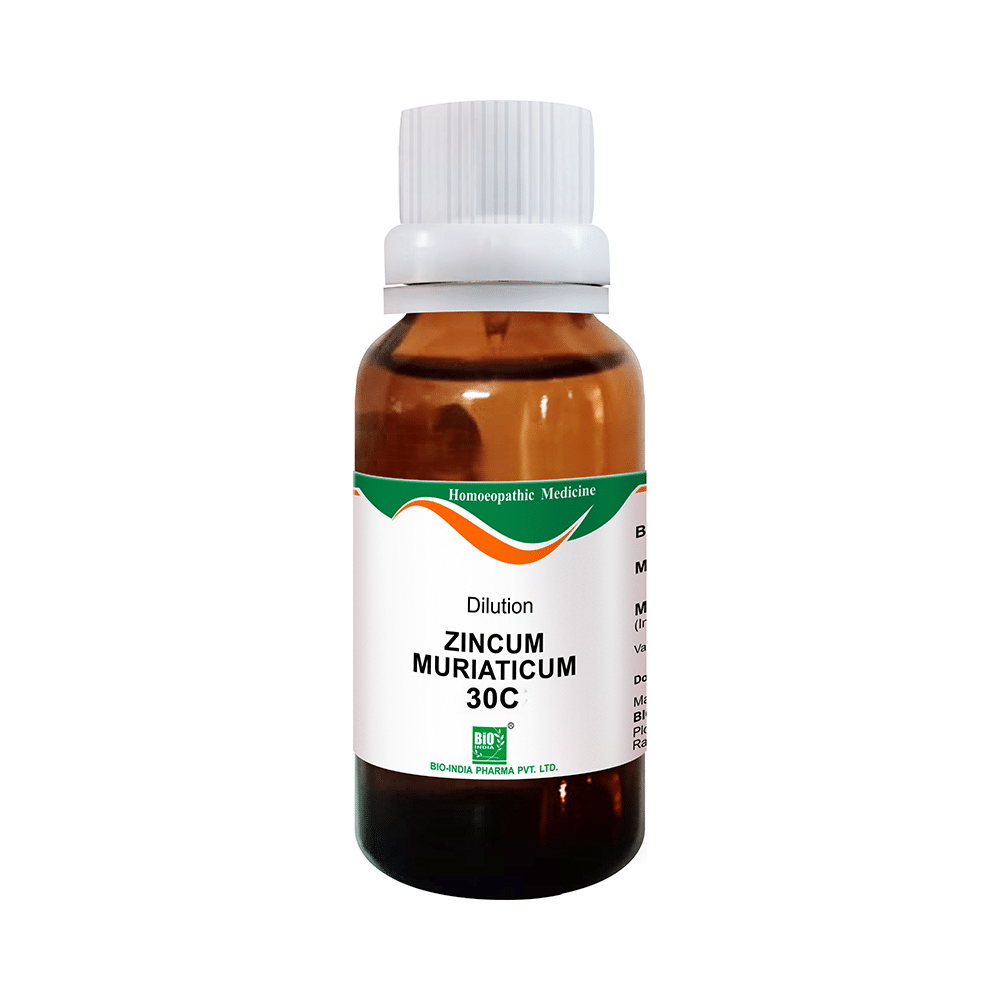 Bio India Zincum Muriaticum Dilution 30 CH Dilutions Homeopathy, 30 CH image