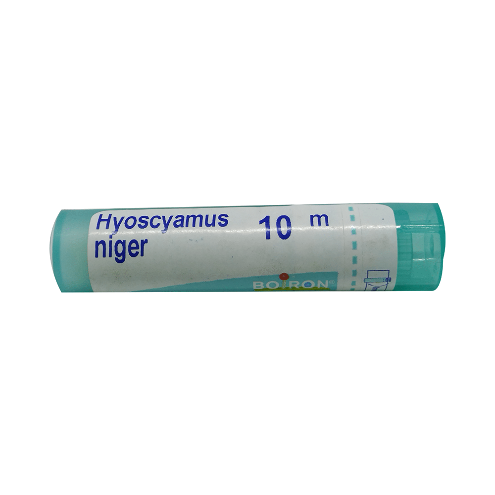 Showing image for Boiron Hyoscyamus Niger Pellets 10M Boiron Hyoscyamus Niger Pellets 10M Homeopathy Medicine for Bone, Joint & Muscles, Homeopathic medicine for Cramps, Homeopathic medicine for Nervous System, Homeopathic medicine for Fits & Epilepsy, Homeopathic medicine for Respiratory System, Homeopathic