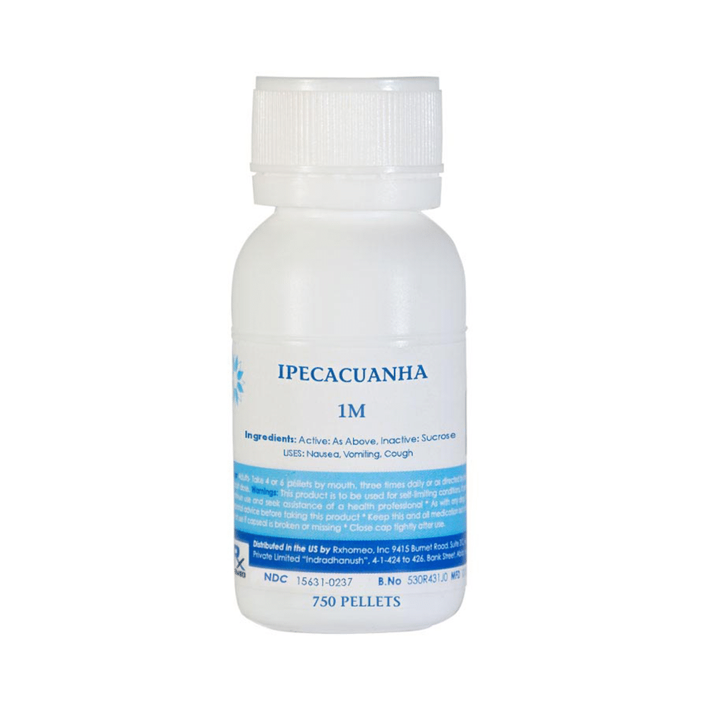 Showing image for Rxhomeo Ipecacuanha Pellets 1M Rxhomeo Ipecacuanha Pellets 1M Homeopathic medicine for Digestive System, Homeopathic medicine for Gastritis, Acidity & Indigestion, Homeopathic medicine for Nausea & Vomiting, Homeopathic medicine for Fevers & Flu, Homeopathic medicine for Lifestyle Dise
