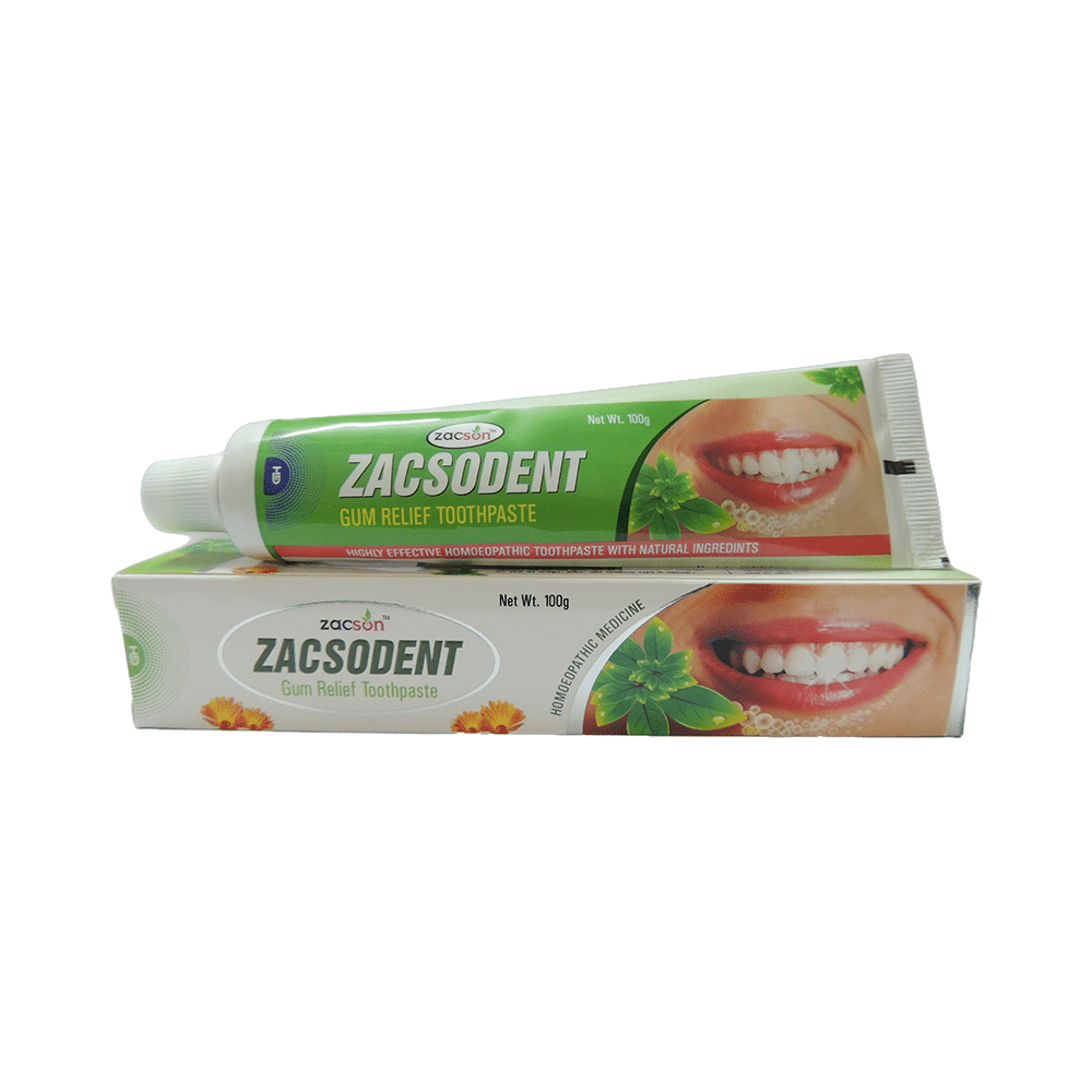 Showing image for Zacson Zacsodent Gum Relief Toothpaste Zacson Zacsodent Gum Relief Toothpaste Homeopathic medicine for Mouth, Gums & Teeth, Homeopathic medicine for Bad Breath, Homeopathic medicine for Toothache & Cavities image