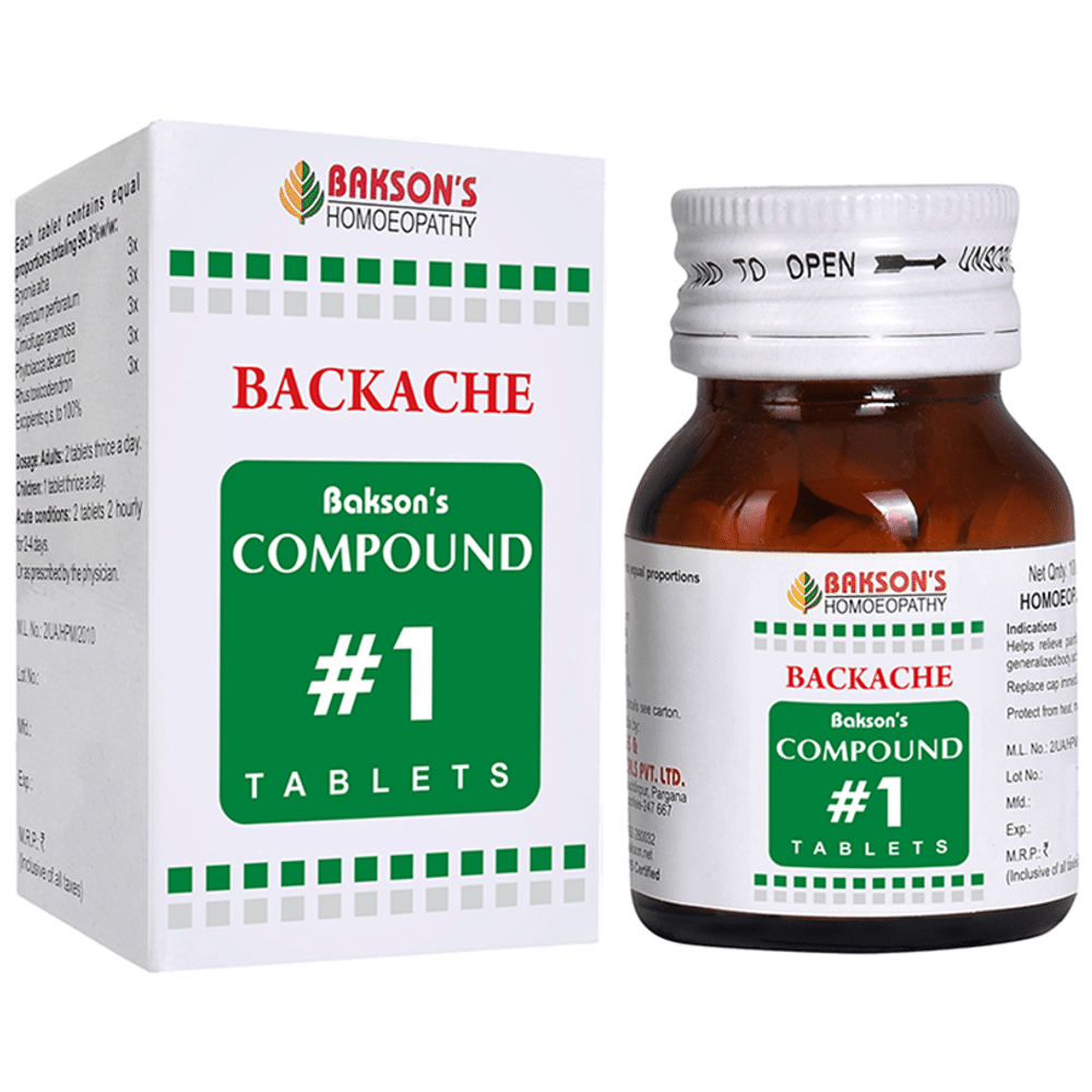 Bakson's Homeopathy Compound # 1 Backache Tablet Bakson's Homeopathy Compound # 1 Backache Tablet