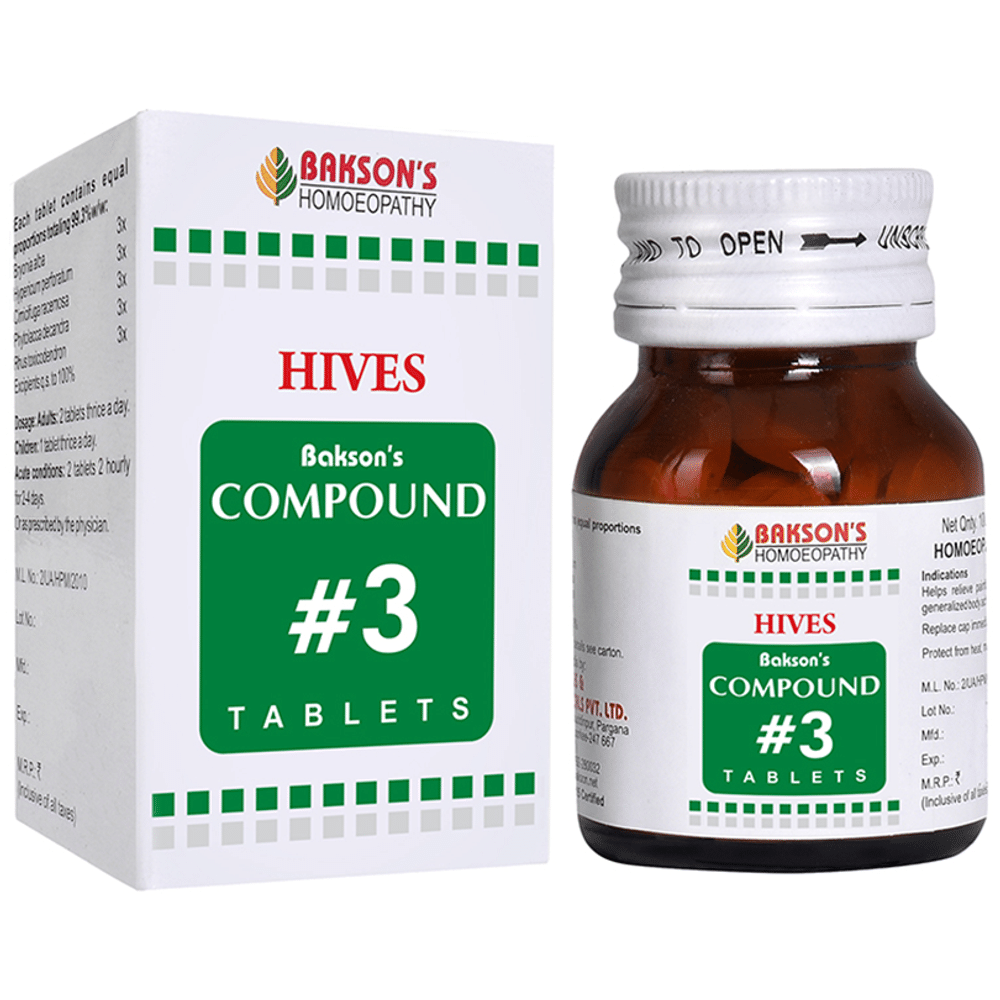 Bakson's Homeopathy Compound # 3 Hives/Urticaria Tablet Bakson's Homeopathy Compound # 3 Hives/Urticaria Tablet