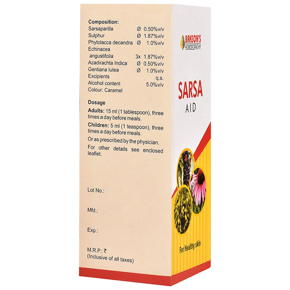 Bakson's Homeopathy Sarsa Aid Syrup Bakson's Homeopathy Sarsa Aid Syrup