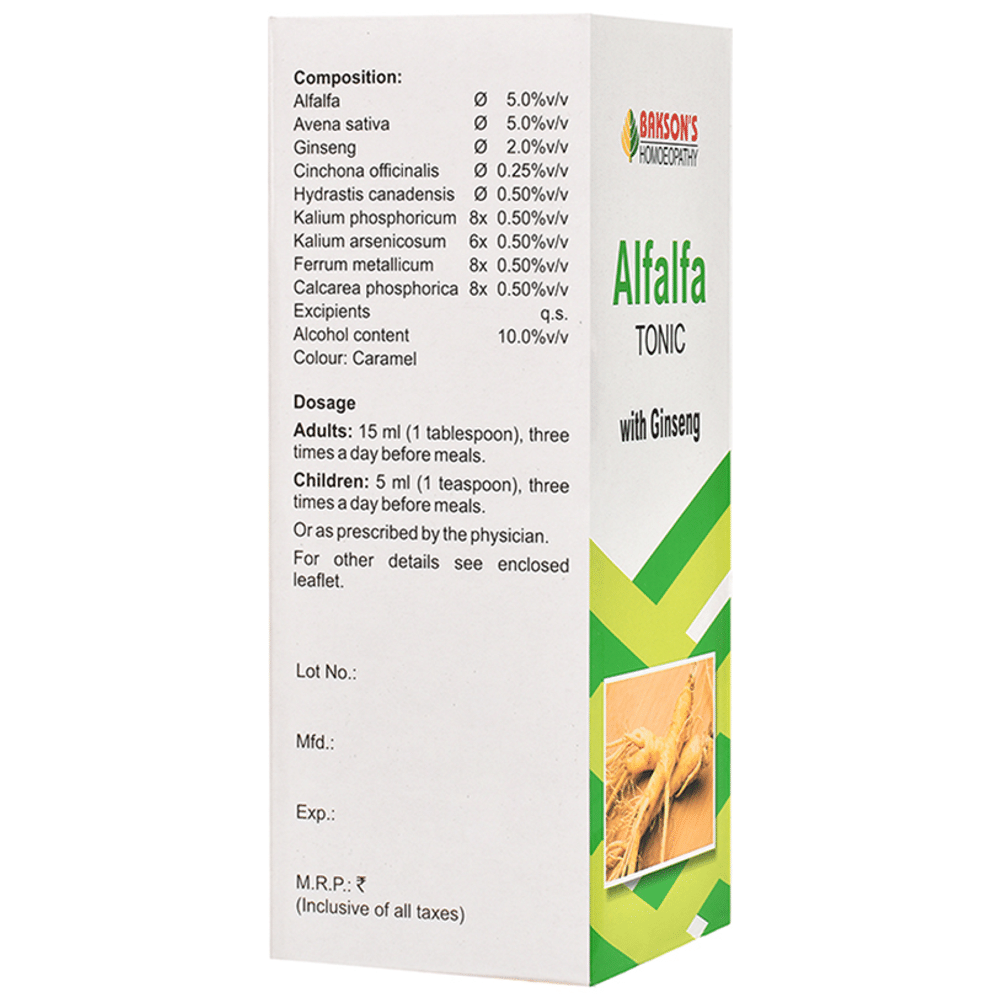 Bakson's Homeopathy Alfalfa Tonic with Ginseng Bakson's Homeopathy Alfalfa Tonic with Ginseng