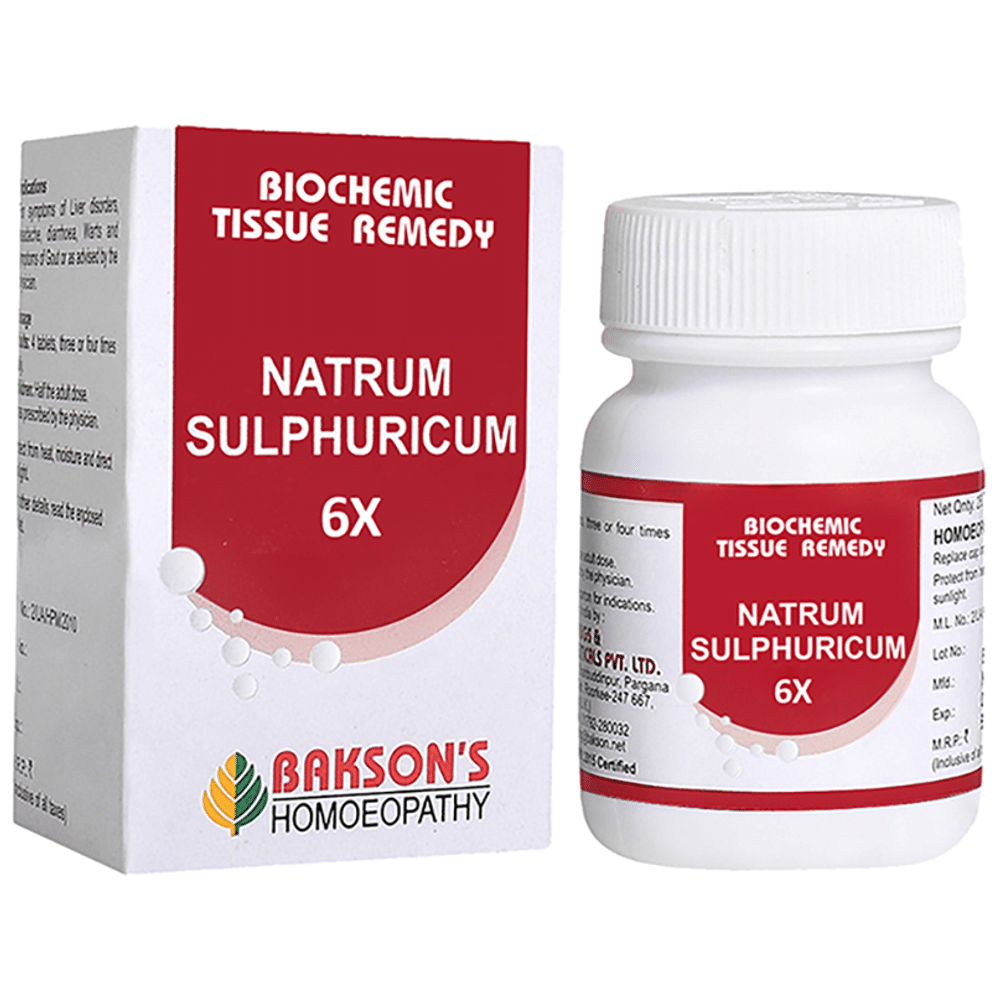 Bakson's Homeopathy Natrum Sulphuricum Biochemic Tablet 6X Bakson's Homeopathy Natrum Sulphuricum Biochemic Tablet 6X