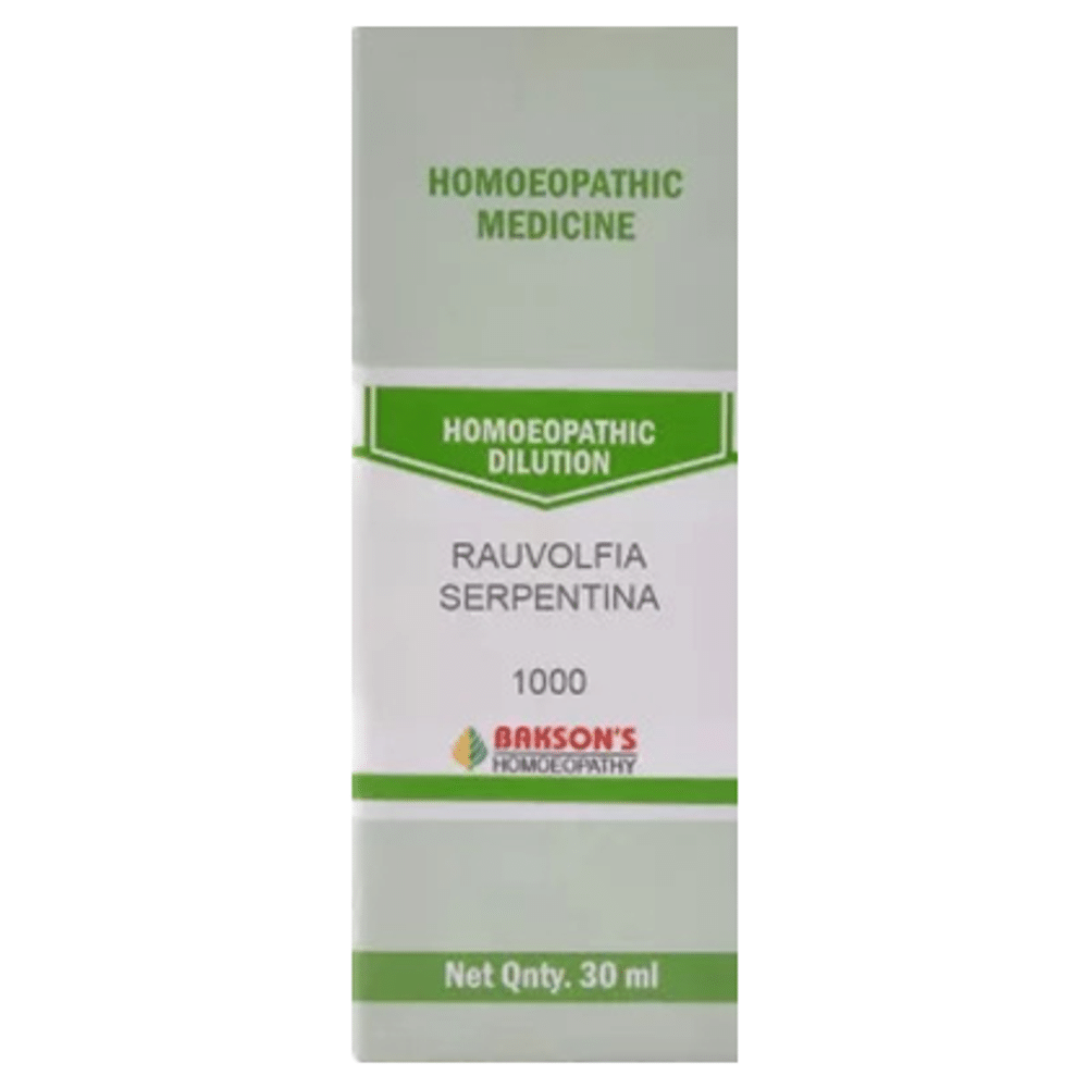 Bakson's Homeopathy Rauvolfia Serpentina Dilution 1000 CH Bakson's Homeopathy Rauvolfia Serpentina Dilution 1000 CH