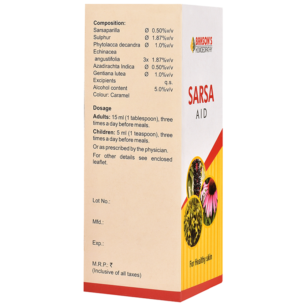 Bakson's Homeopathy Sarsa Aid Syrup Bakson's Homeopathy Sarsa Aid Syrup