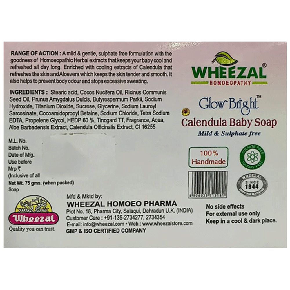 Wheezal Glow Bright Calendula Baby Soap Mild & Sulphate Free Wheezal Glow Bright Calendula Baby Soap Mild & Sulphate Free