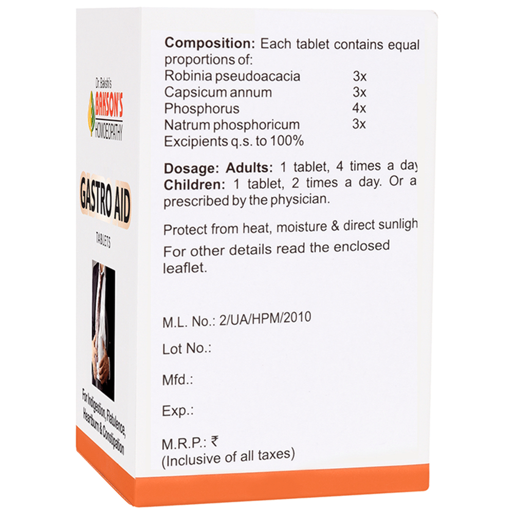 Bakson's Homeopathy Gastro Aid Tablet Bakson's Homeopathy Gastro Aid Tablet