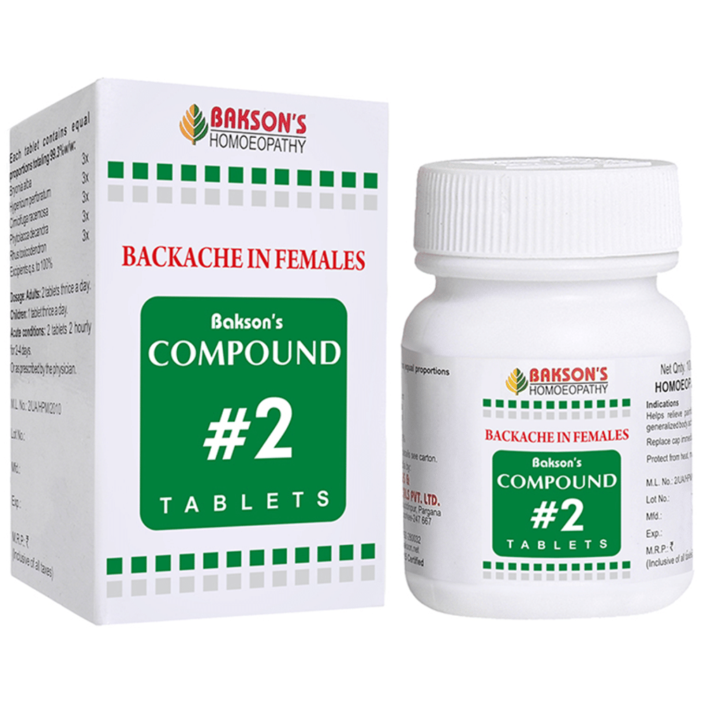Bakson's Homeopathy Compound # 2 Backache Females Tablet Bakson's Homeopathy Compound # 2 Backache Females Tablet
