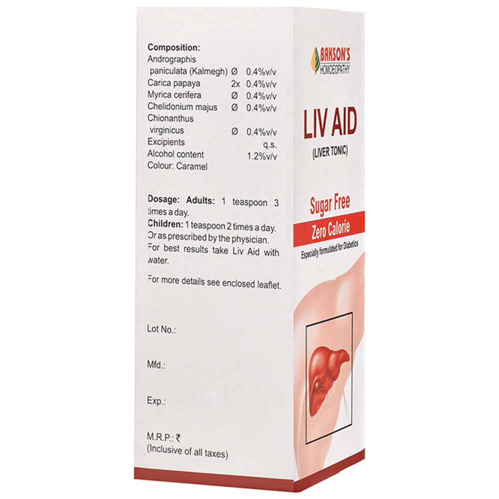 Bakson's Homeopathy Liv Aid Liver Tonic Sugar Free Bakson's Homeopathy Liv Aid Liver Tonic Sugar Free
