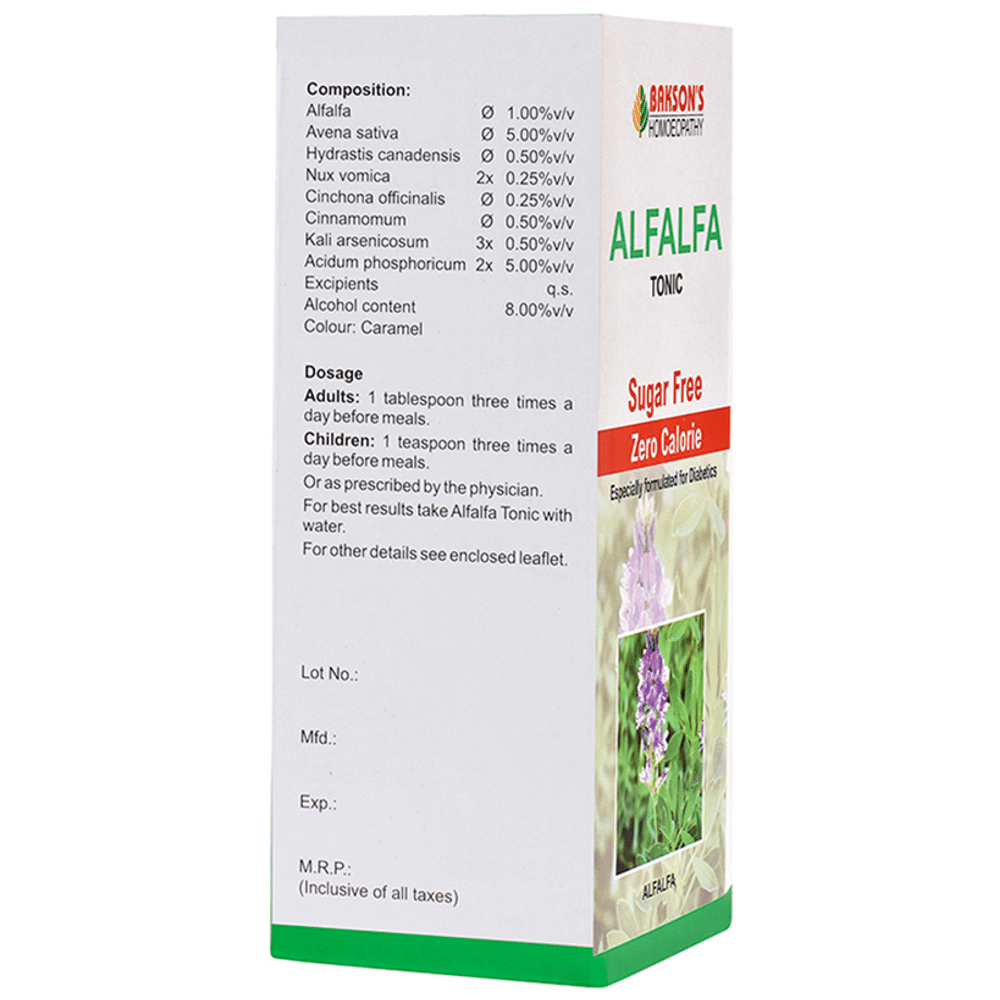 Bakson's Homeopathy Alfalfa Tonic Sugar Free Bakson's Homeopathy Alfalfa Tonic Sugar Free