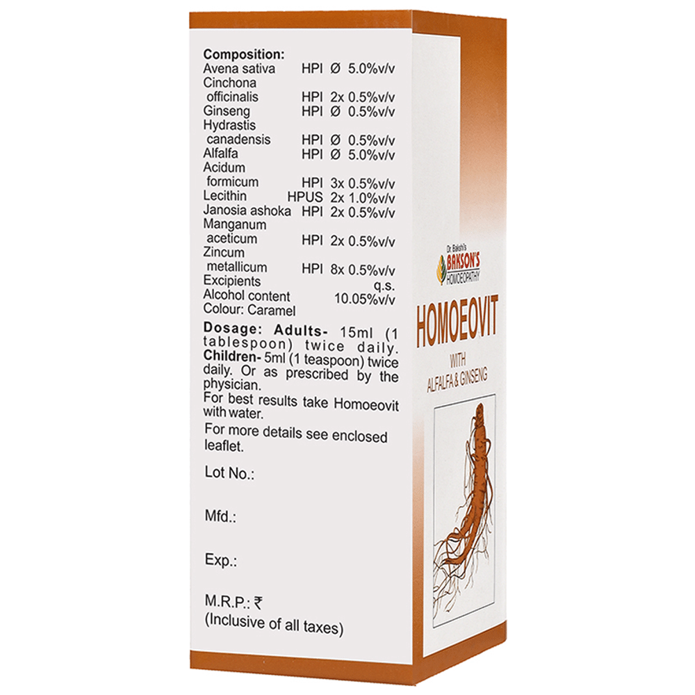 Bakson's Homeopathy Homoeovit with Alfalfa & Ginseng Syrup