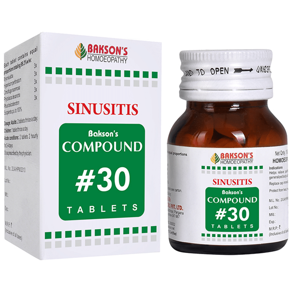 Bakson's Homeopathy Compound # 30 Sinusitis Tablet Bakson's Homeopathy Compound # 30 Sinusitis Tablet