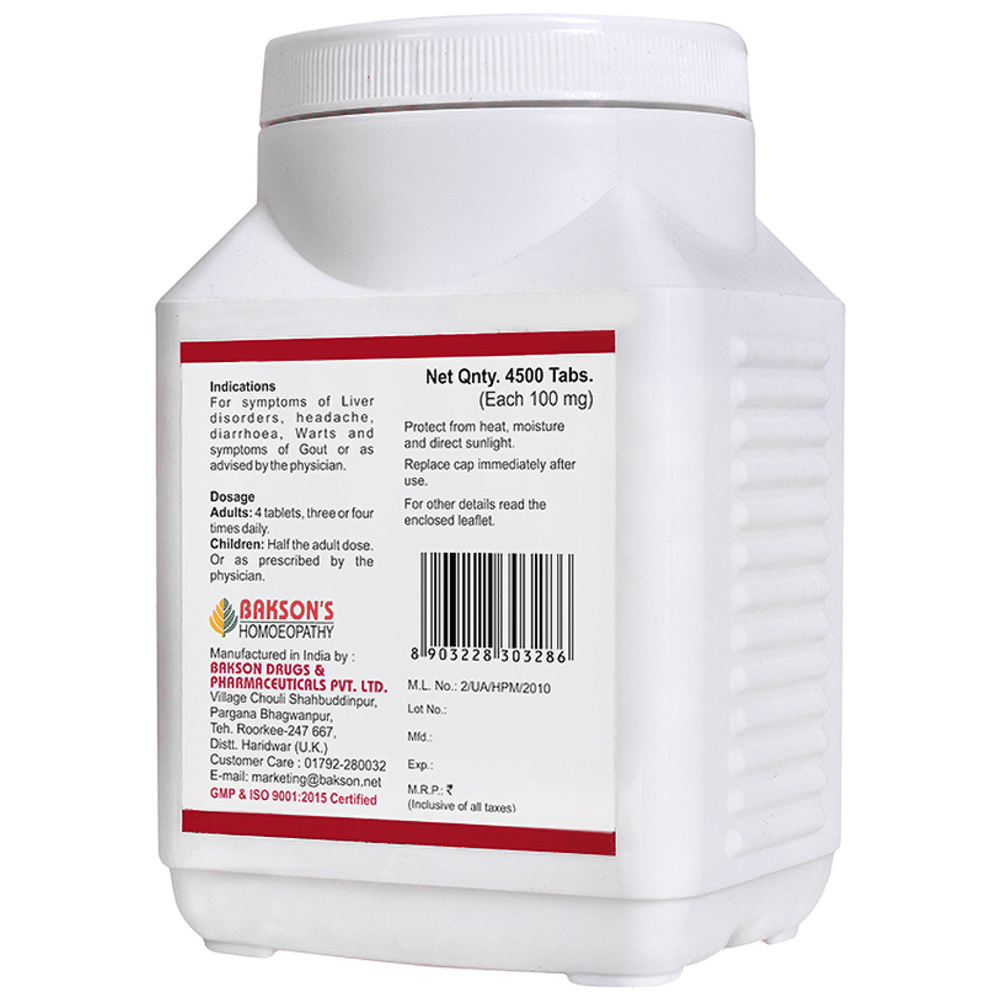 Bakson's Homeopathy Natrum Sulphuricum Biochemic Tablet 6X Bakson's Homeopathy Natrum Sulphuricum Biochemic Tablet 6X