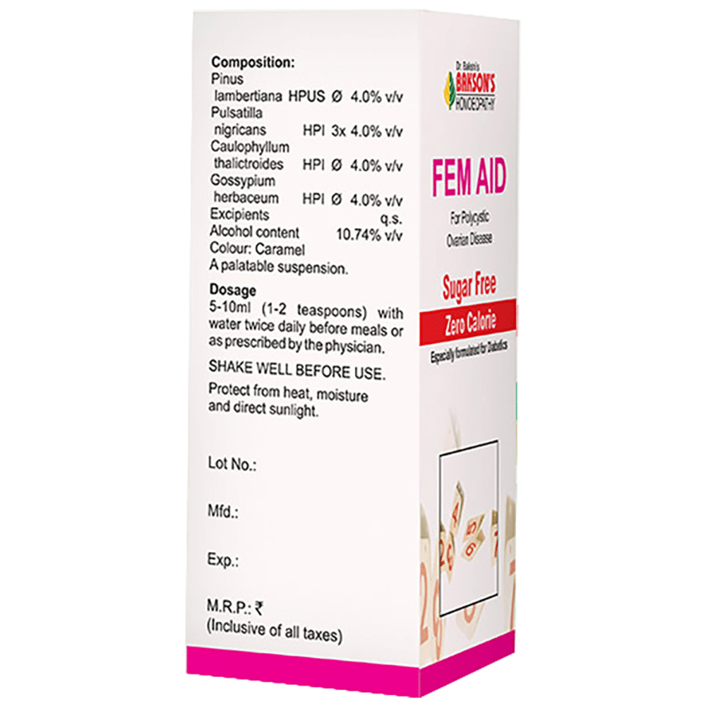 Bakson's Homeopathy Fem Aid Syrup Sugar Free Bakson's Homeopathy Fem Aid Syrup Sugar Free