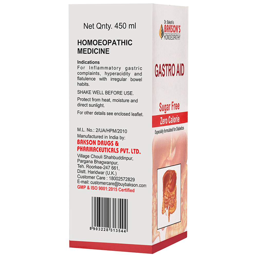 Bakson's Homeopathy Gastro Aid Syrup Sugar Free Bakson's Homeopathy Gastro Aid Syrup Sugar Free