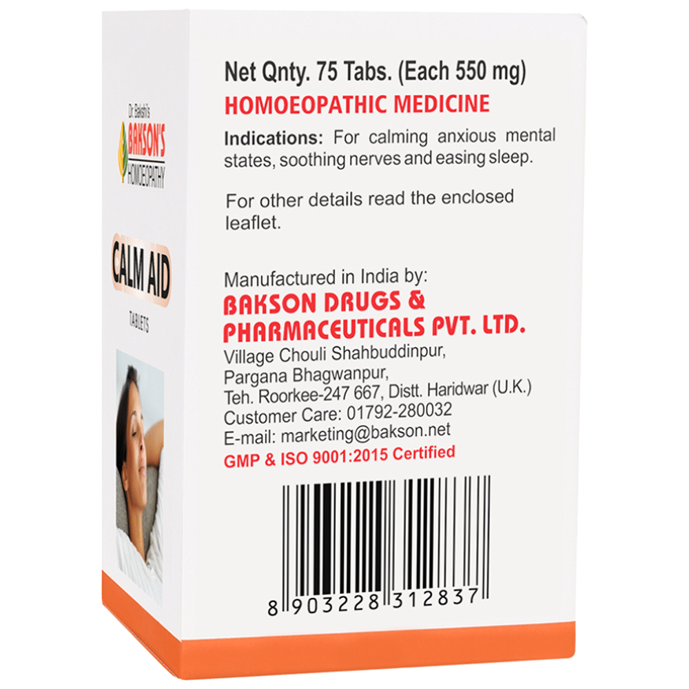 Bakson's Homeopathy Calm Aid Tablet Bakson's Homeopathy Calm Aid Tablet