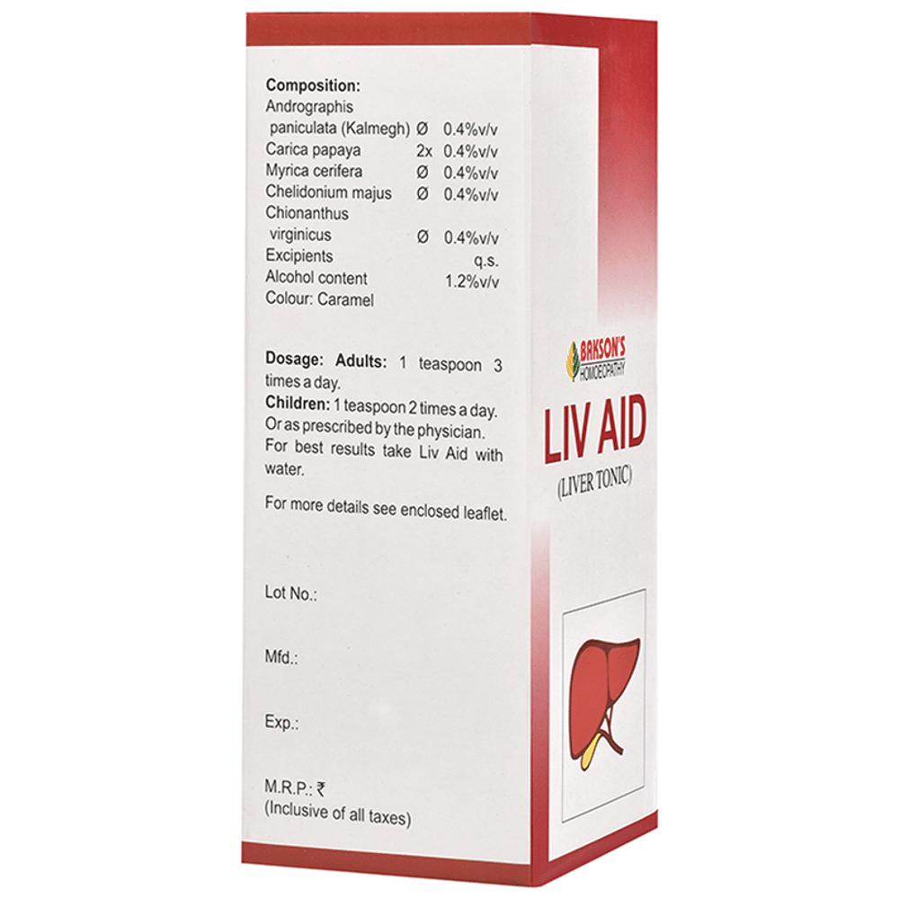 Bakson's Homeopathy Liv Aid Liver Tonic Bakson's Homeopathy Liv Aid Liver Tonic