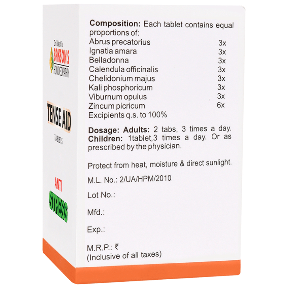 Bakson's Homeopathy Tense Aid Tablet Bakson's Homeopathy Tense Aid Tablet