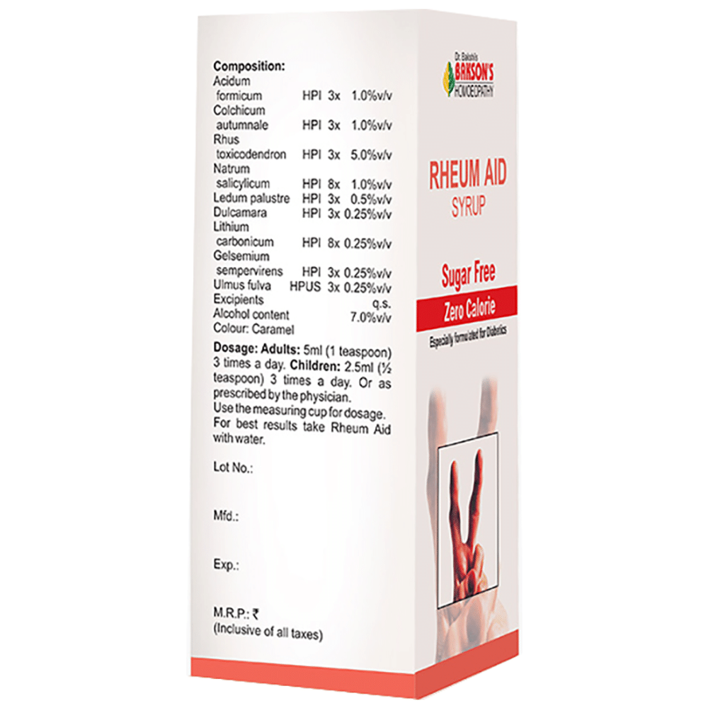 Bakson's Homeopathy Rheum Aid Syrup Sugar Free Bakson's Homeopathy Rheum Aid Syrup Sugar Free