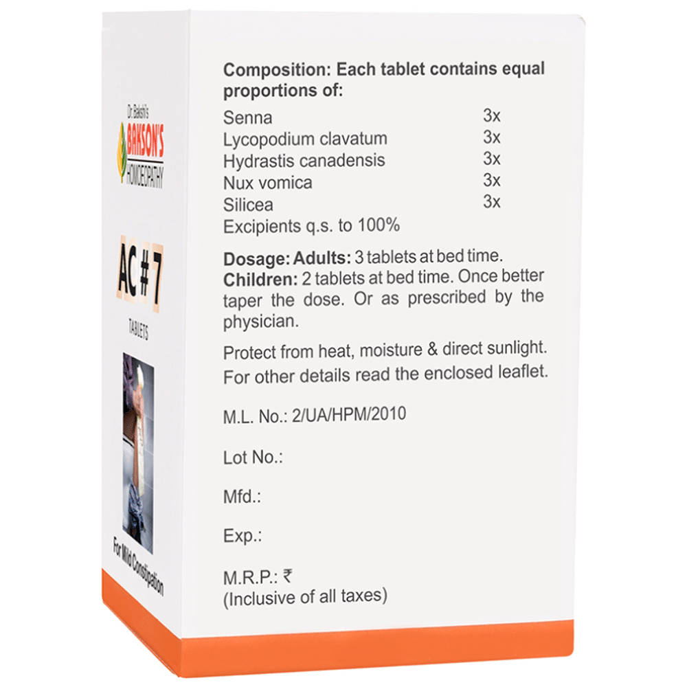 Bakson's Homeopathy AC#7 Tablet Bakson's Homeopathy AC#7 Tablet
