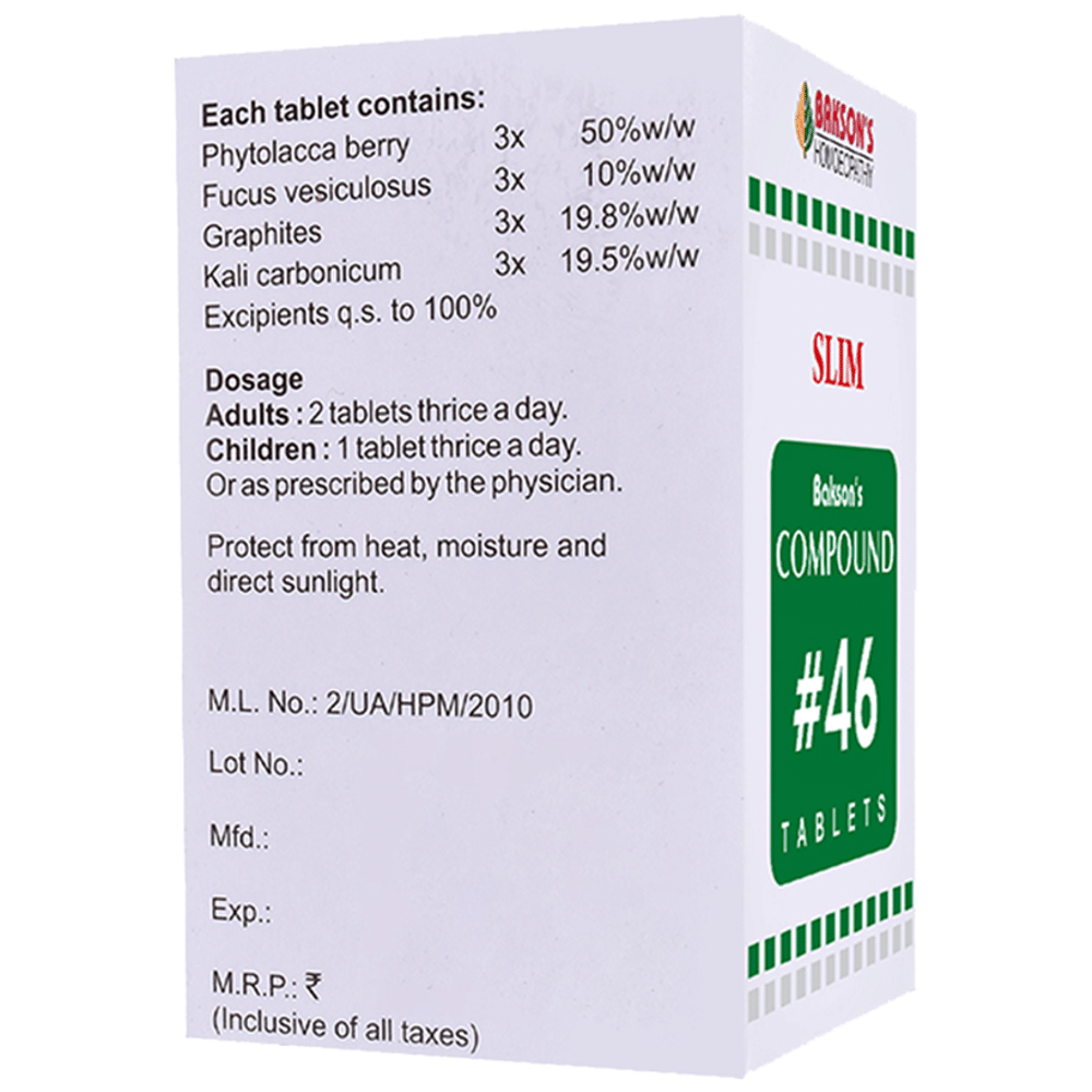 Bakson's Homeopathy Compound # 46 Slim Tablet Bakson's Homeopathy Compound # 46 Slim Tablet