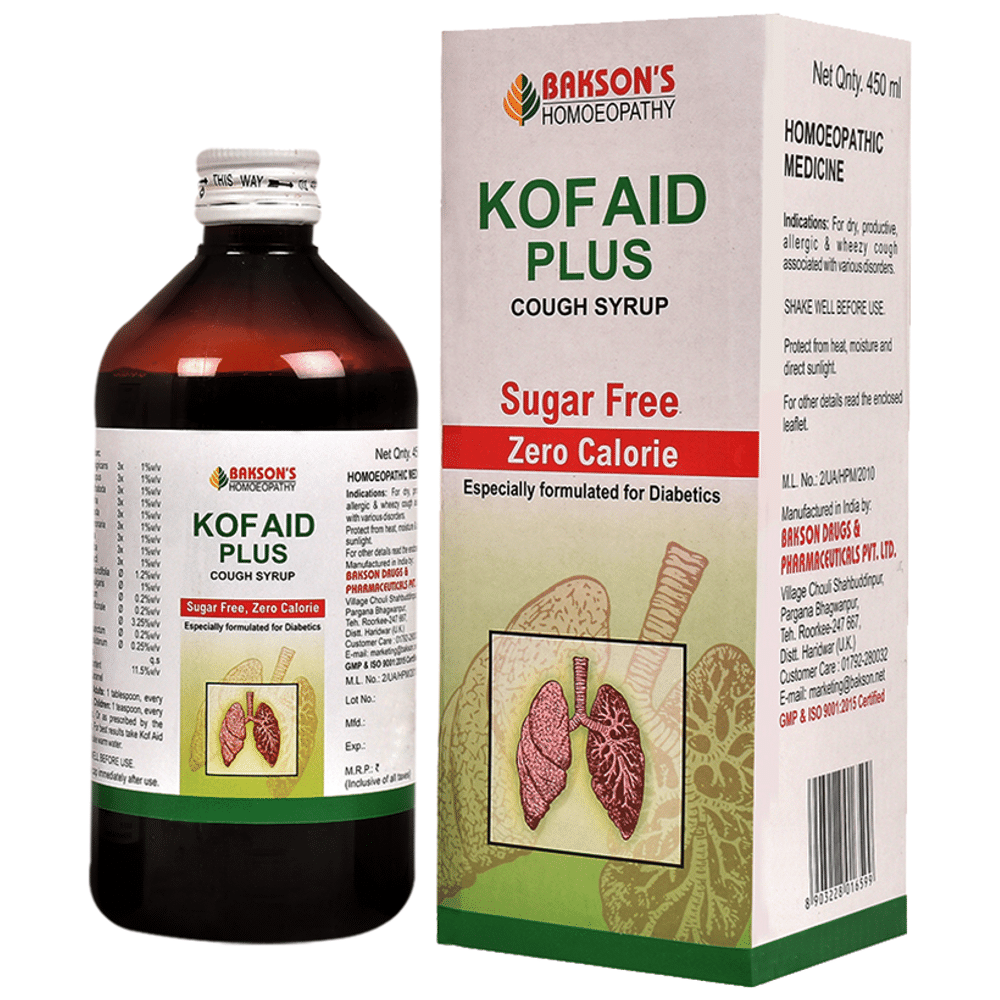 Bakson's Homeopathy Kof Aid Plus Cough Syrup Sugar Free Bakson's Homeopathy Kof Aid Plus Cough Syrup Sugar Free