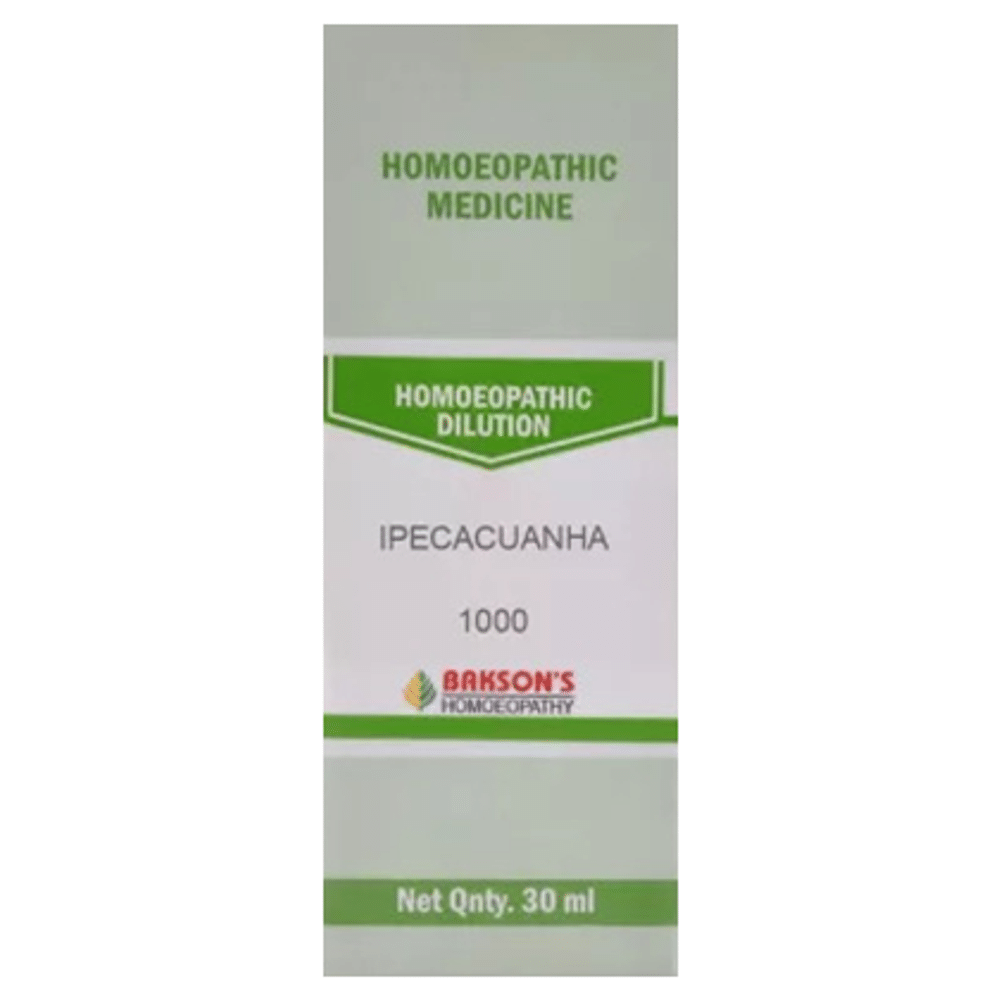 Bakson's Homeopathy Ipecacuanha Dilution 1000 CH Bakson's Homeopathy Ipecacuanha Dilution 1000 CH