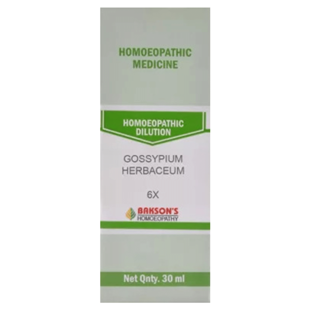Bakson's Homeopathy Gossypium Herbaceum Dilution 6X Bakson's Homeopathy Gossypium Herbaceum Dilution 6X