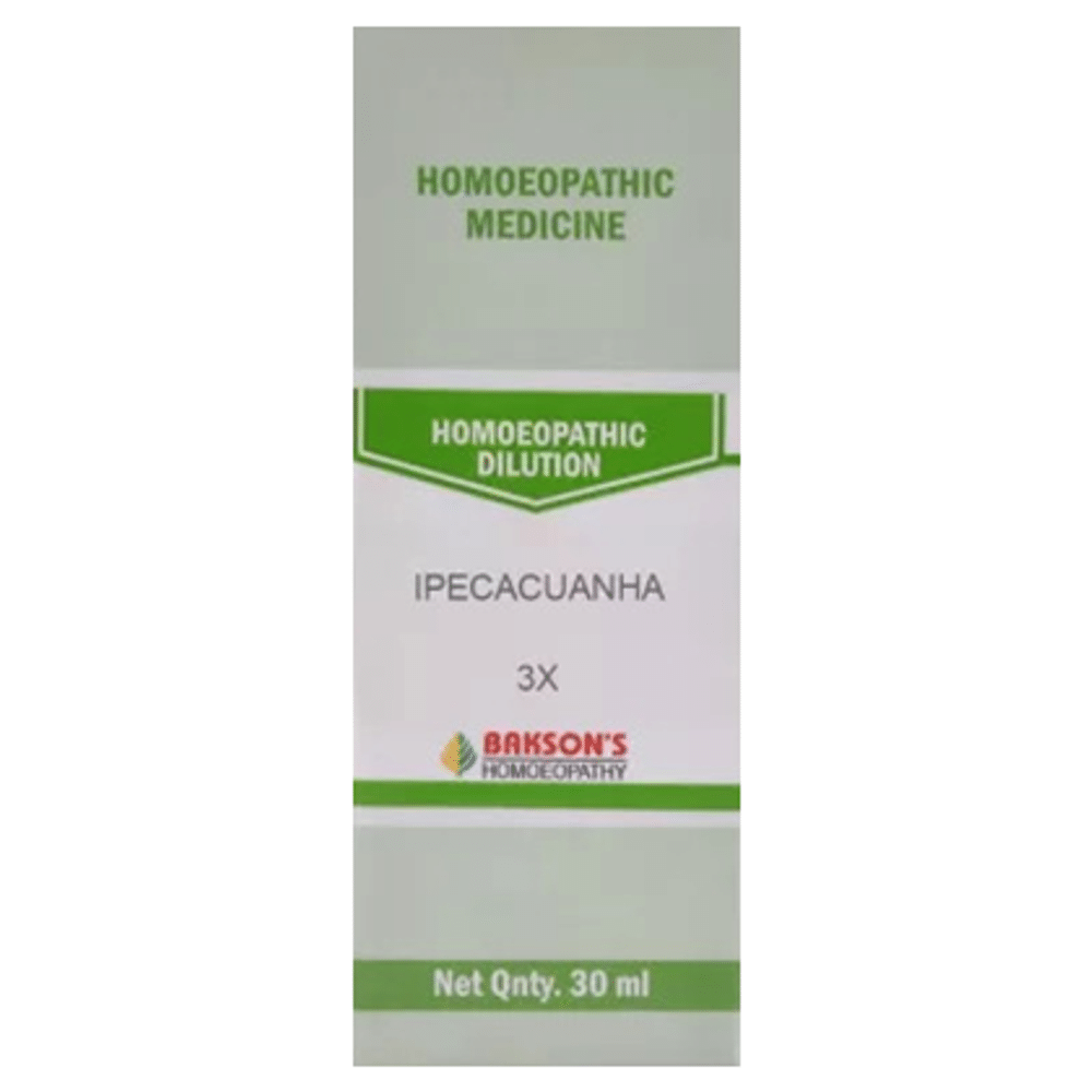 Bakson's Homeopathy Ipecacuanha Dilution 3X Bakson's Homeopathy Ipecacuanha Dilution 3X