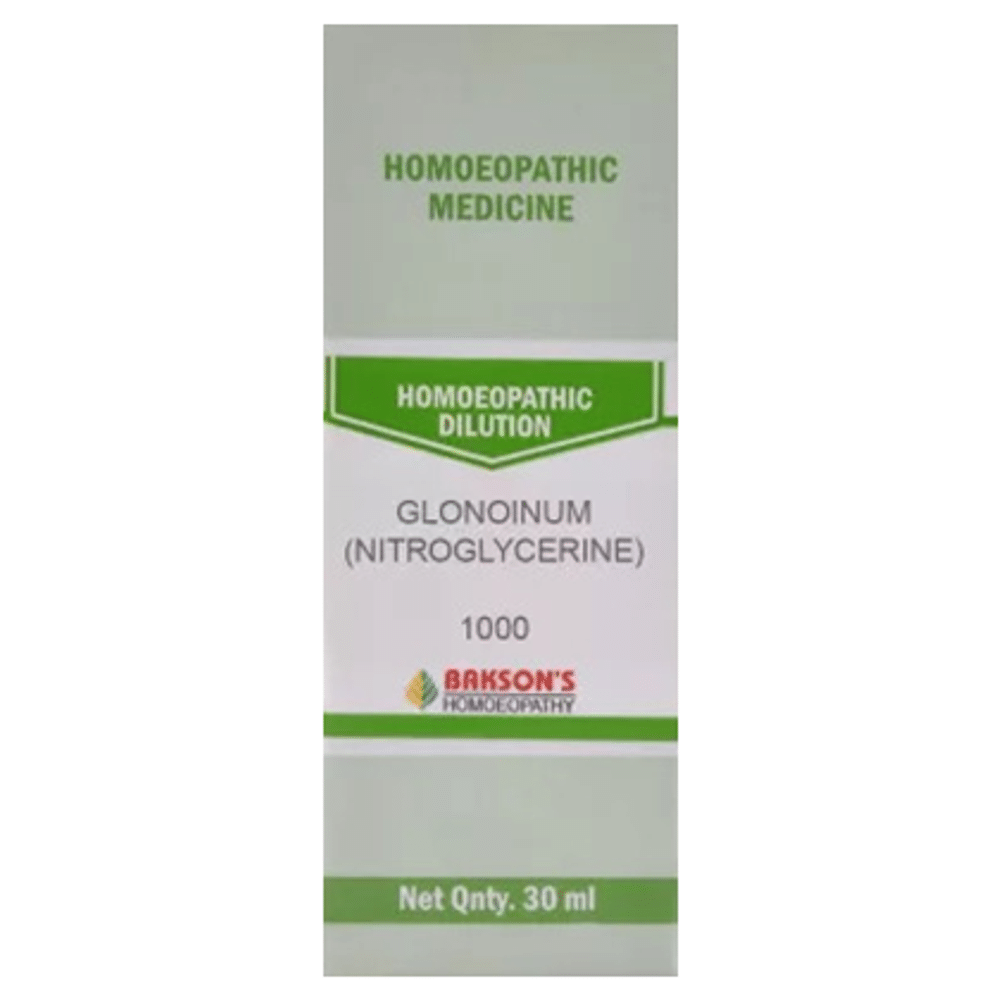 Bakson's Homeopathy Glonoinum (Nitroglycerine) Dilution 1000 CH Bakson's Homeopathy Glonoinum (Nitroglycerine) Dilution 1000 CH