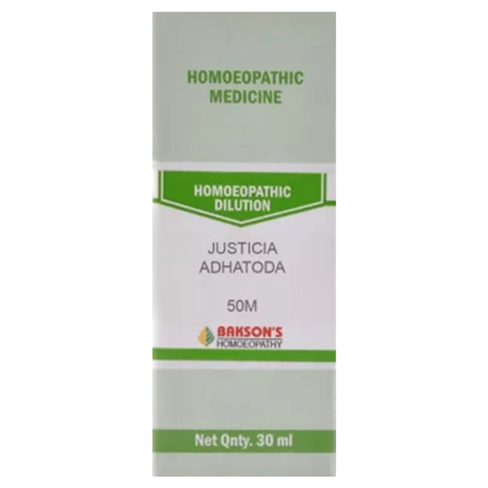 Bakson's Homeopathy Justicia Adhatoda Dilution 50M Bakson's Homeopathy Justicia Adhatoda Dilution 50M