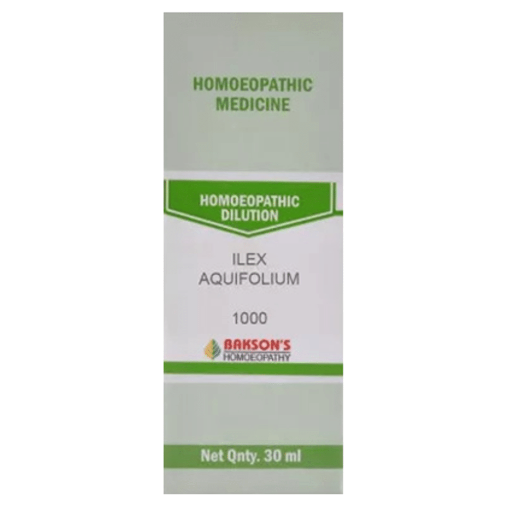 Bakson's Homeopathy Ilex Aquifolium Dilution 1000 CH Bakson's Homeopathy Ilex Aquifolium Dilution 1000 CH